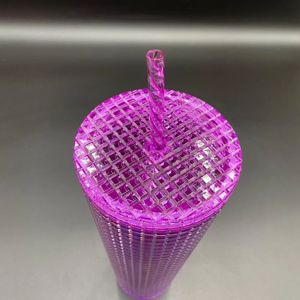 2021 Starbucks Pink/Purple Grid 24oz Cold Tumbler